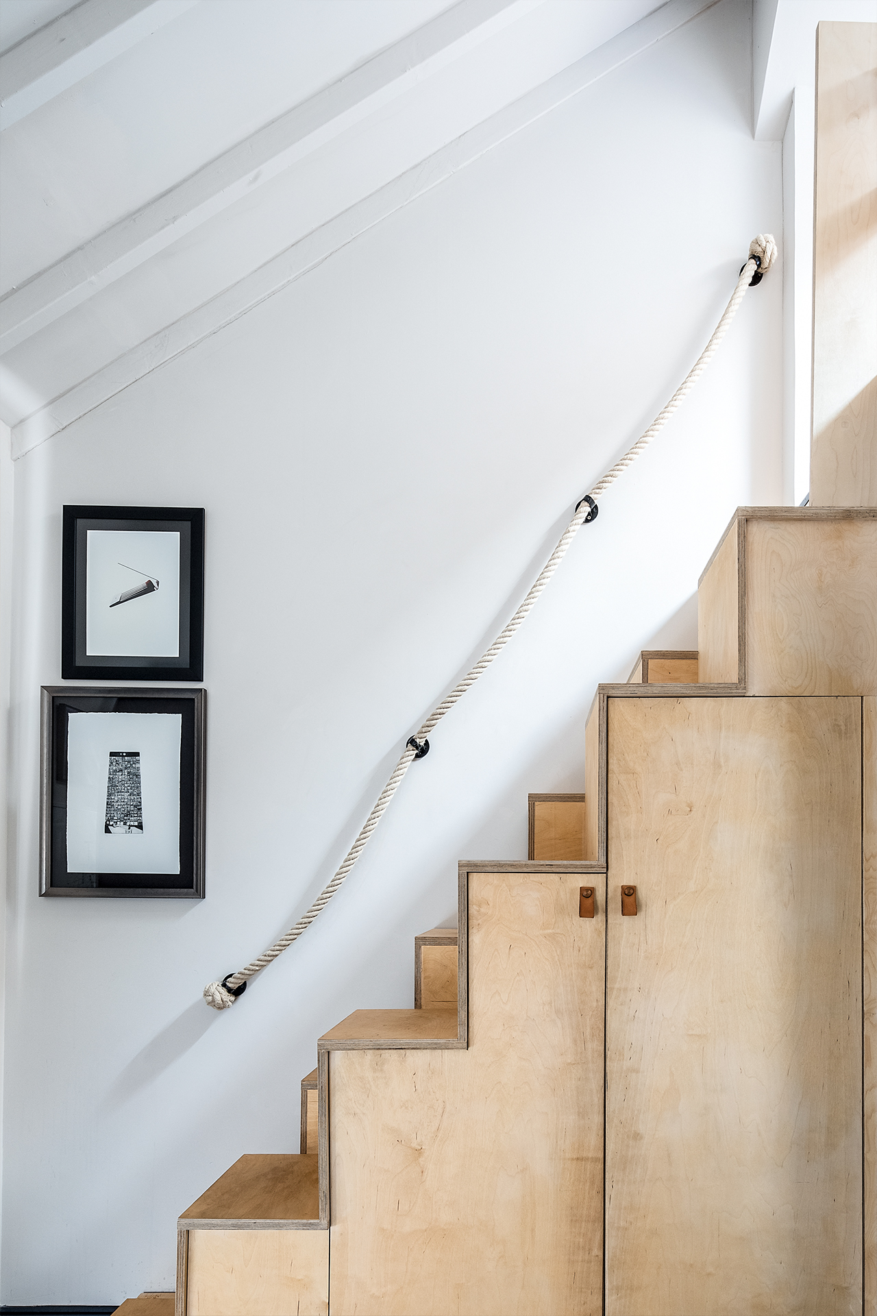 Brixton | Wooden staircase with rope style hand rail | Angel O'Donnell