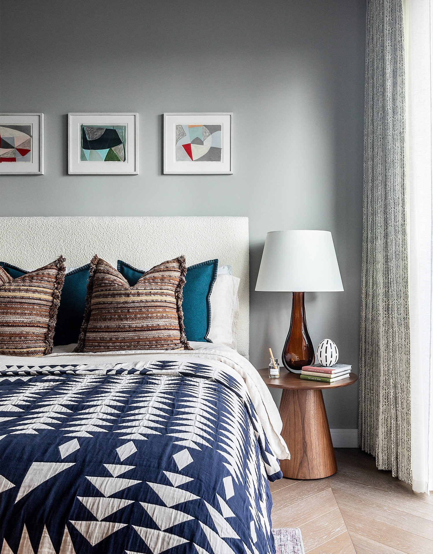 101 on Cleveland | Guest bedroom with bold textures and patterns | Angel O'Donnell