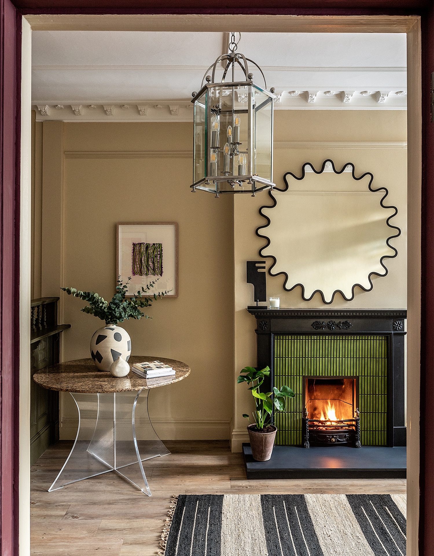 Copley Park | Fireplace with Abstract Mirror | Angel O'Donnell