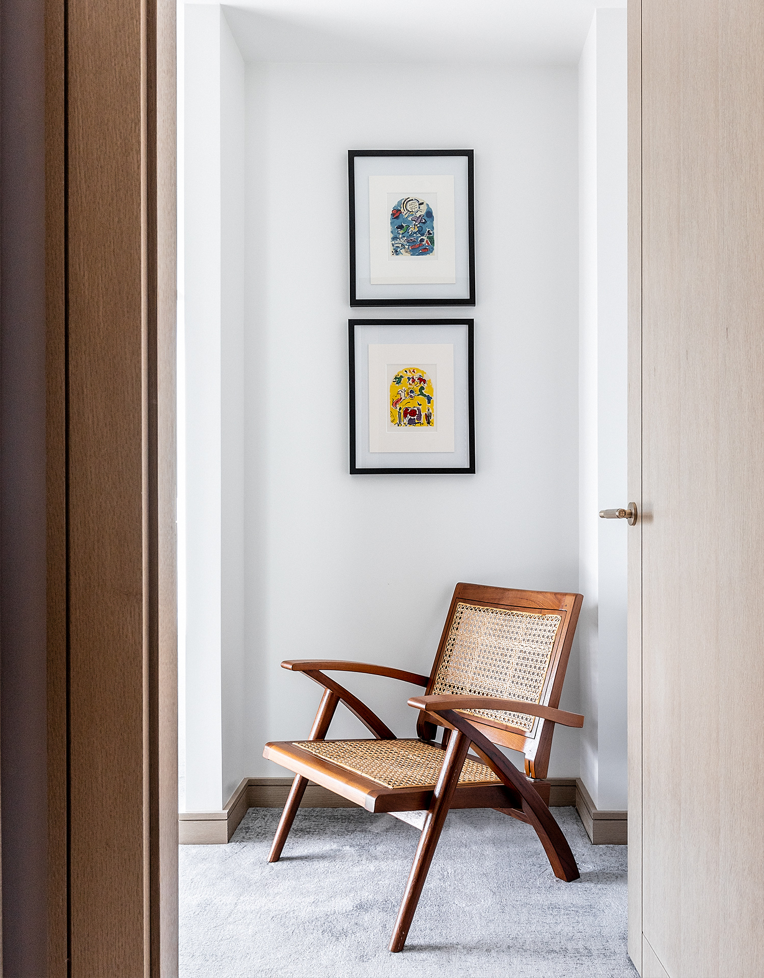 One St. John's Wood | Wooden chair beneath colourful artwork| Angel O'Donnell