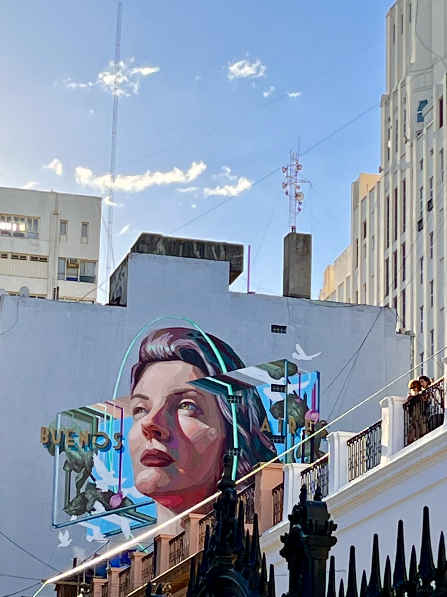Large wall mural of woman's head