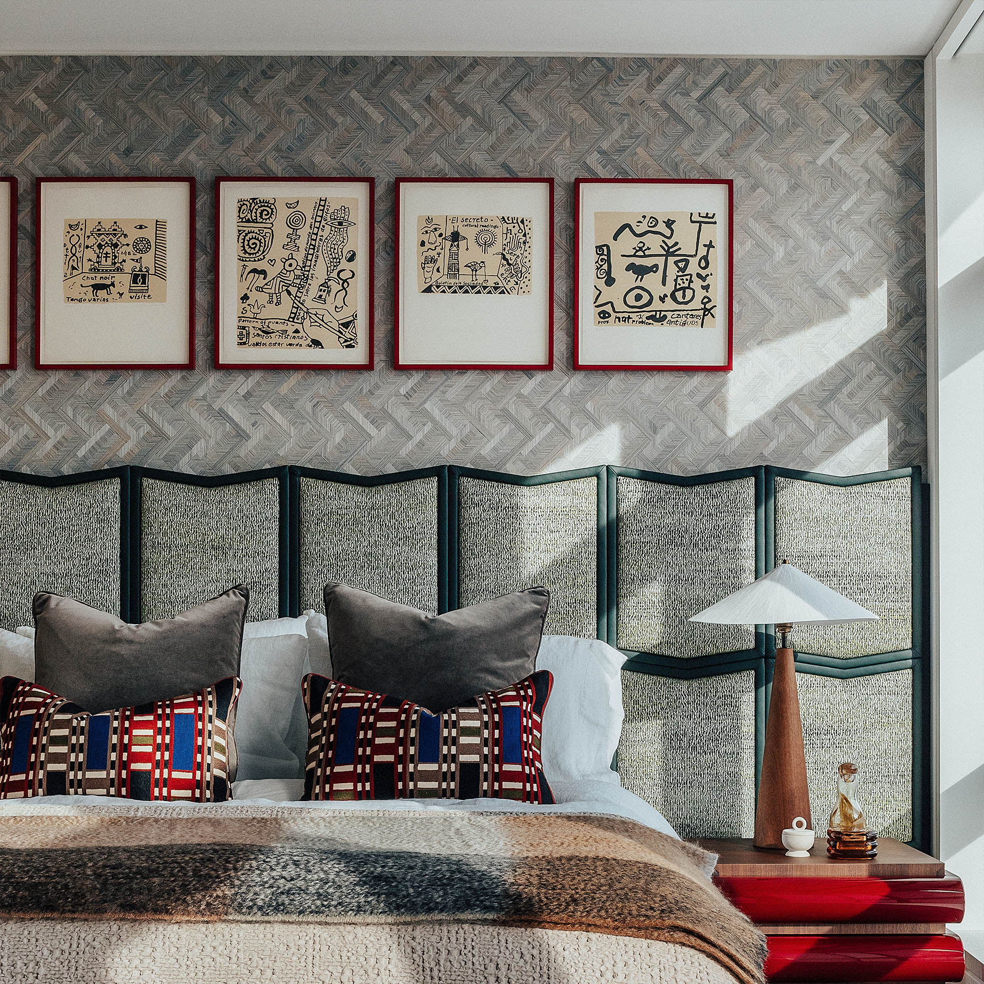 Centre Point | Guest bedroom with rippling green headboard | Angel O'Donnell | West End