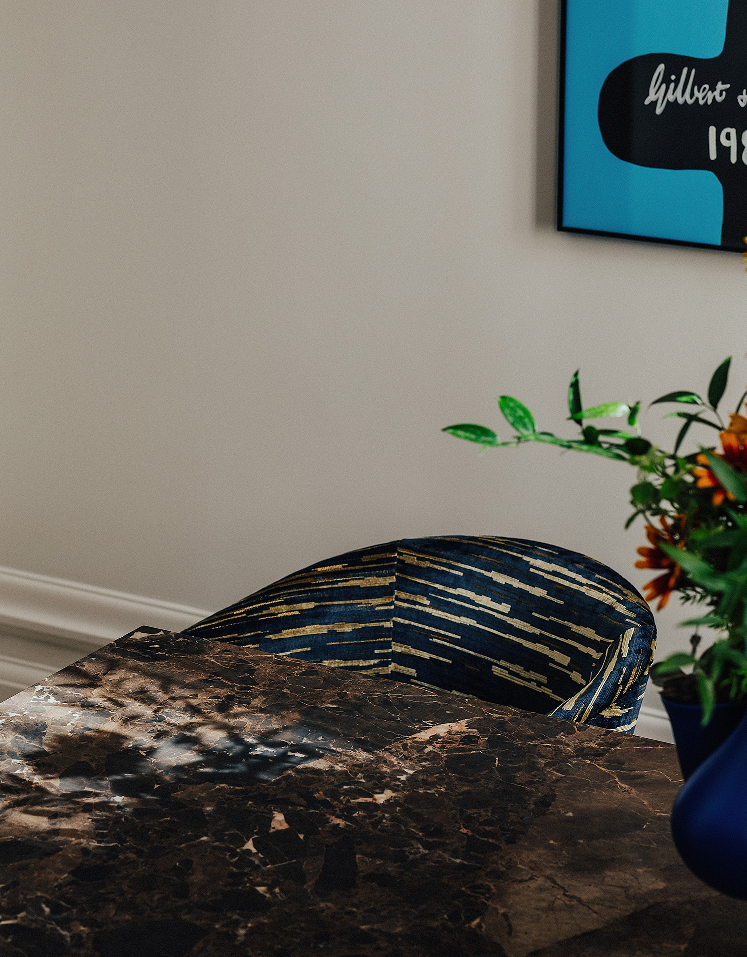 OWO Residences 3 | Vibrant artwork and textured chairs in the kitchen | Whitehall