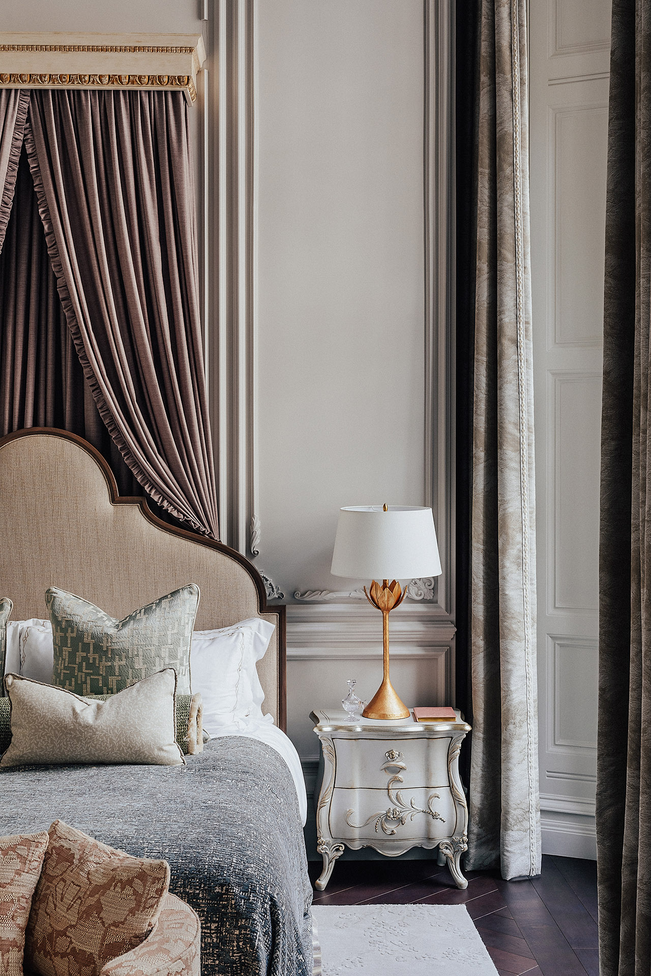 OWO Residences 3 | Draped fabric and textured neutrals coupled with country chic furniture make for a romantic second bedroom | Whitehall