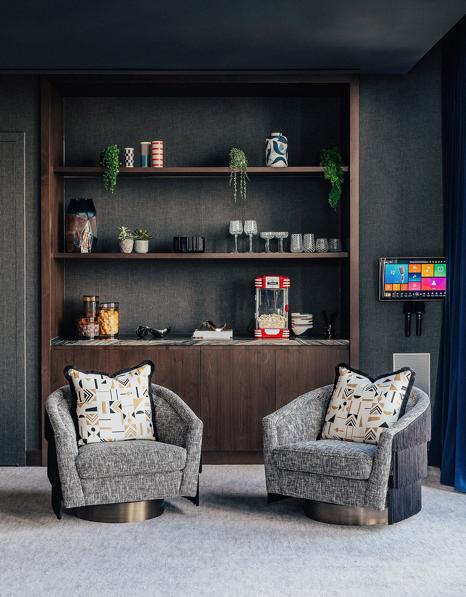 River Park Tower Amenities | Deep blue hues in the resident's cinema | Angel O'Donnell | Nine Elms