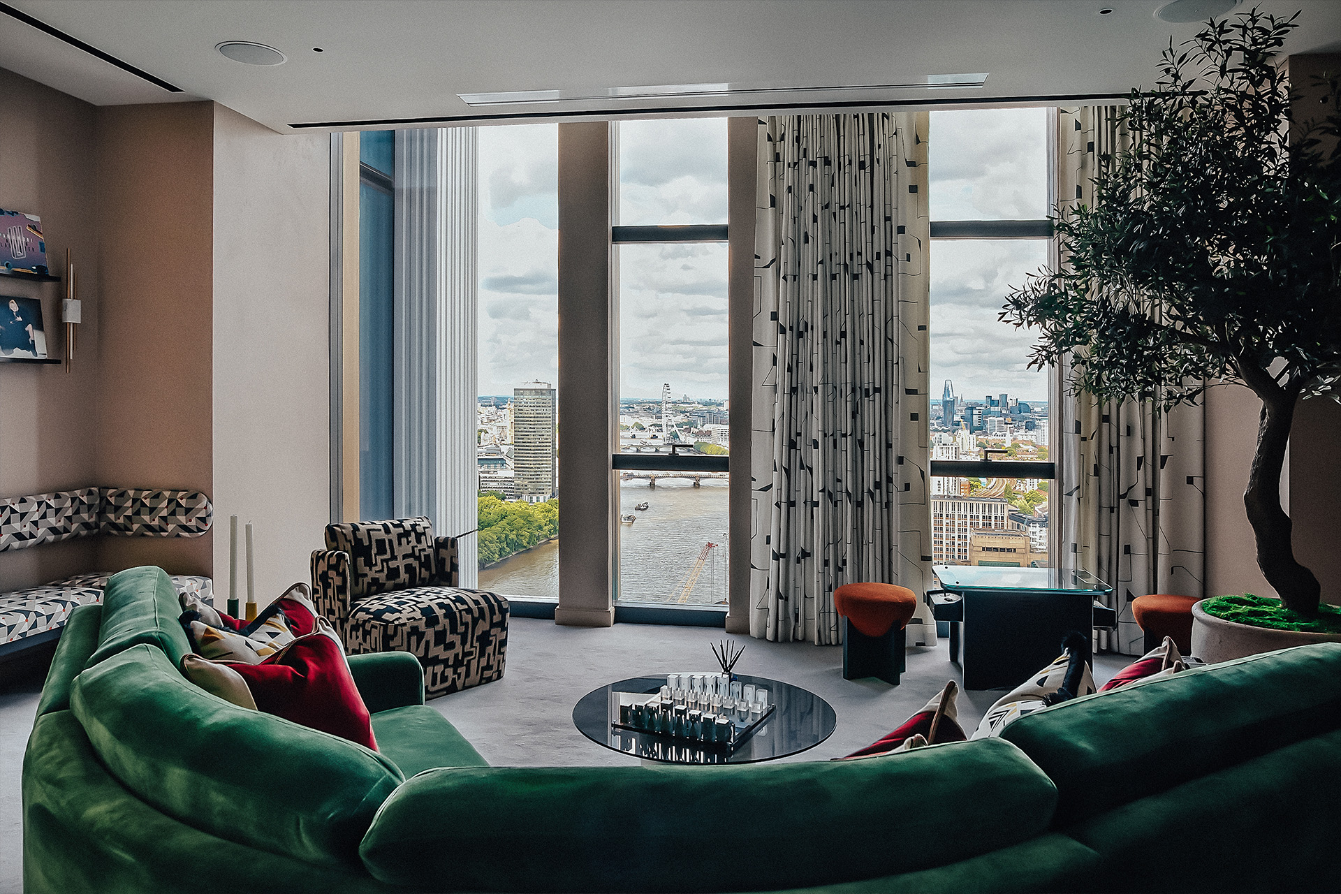 River Park Tower Amenities | Comfortable sofas, and eye-catching patterns in the games room | Angel O'Donnell | Nine Elms