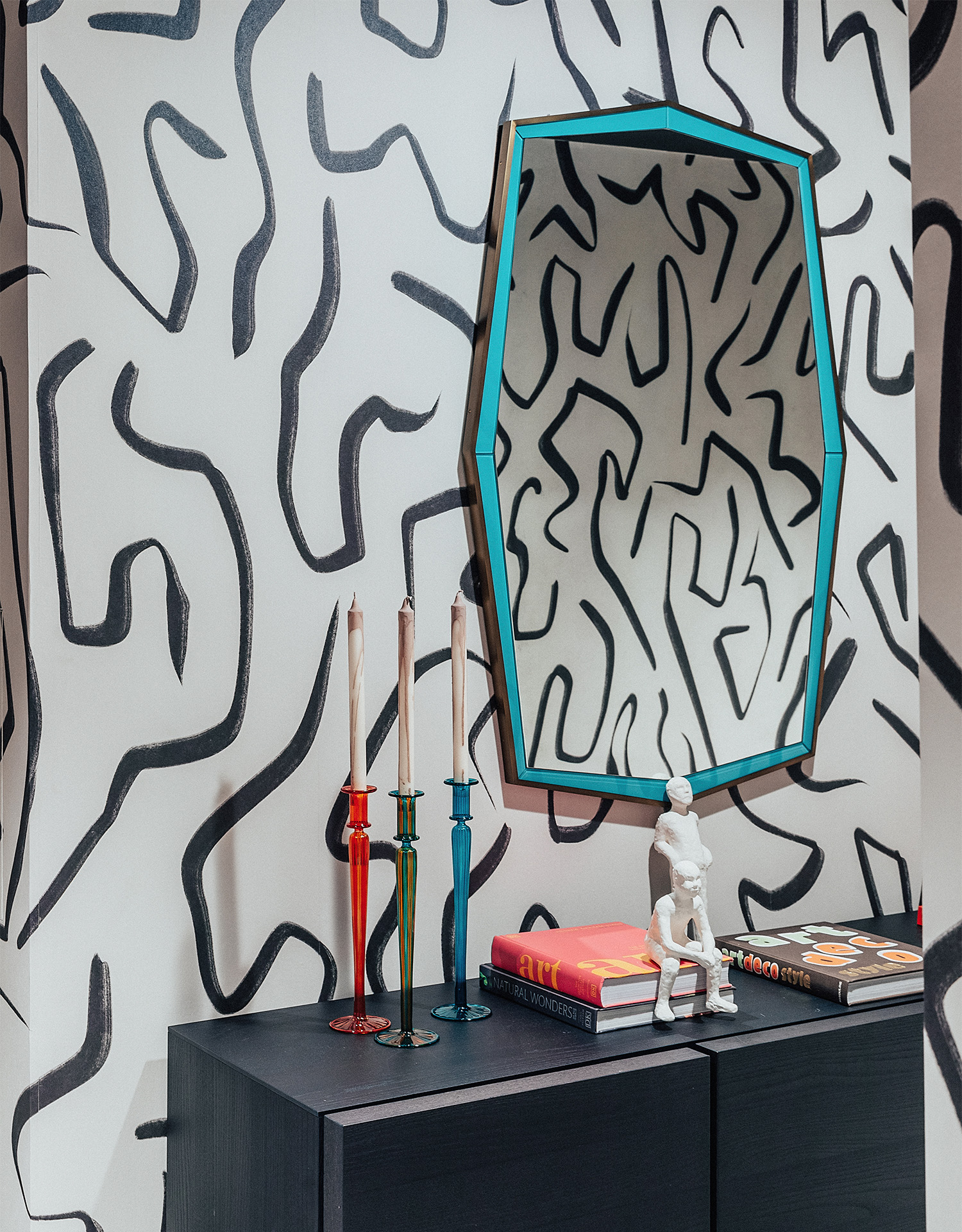 River Park Tower Amenities | Custom wall murals and bright accent colours | Angel O'Donnell | Nine Elms